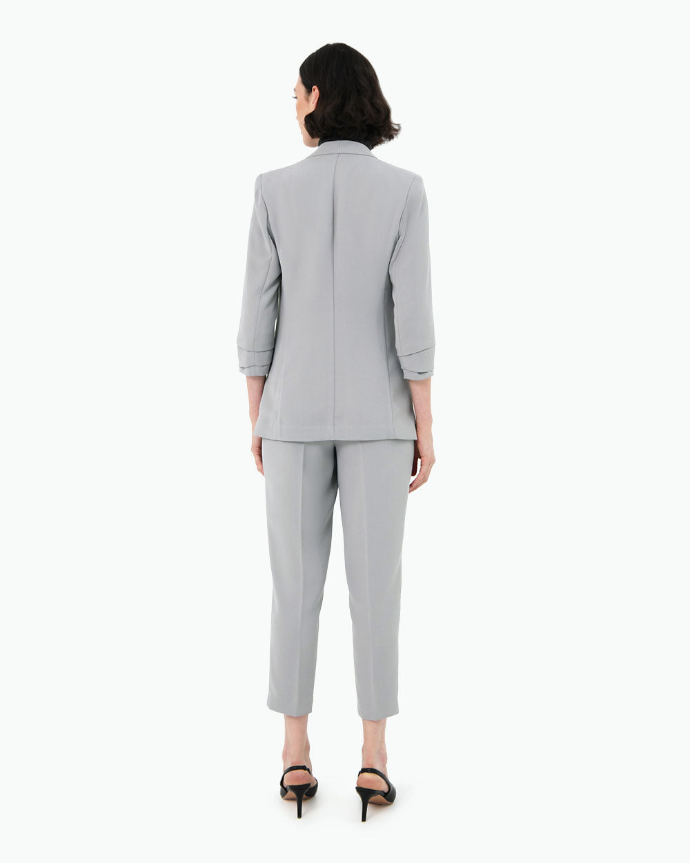 Carter 2 Collarless Blazer in grey — back view