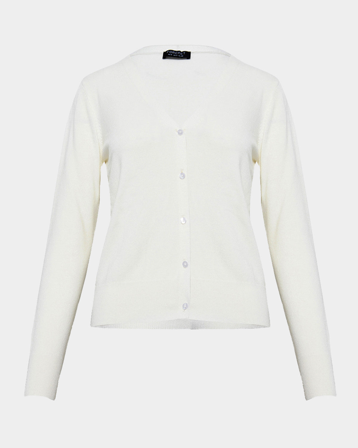 Nicolette V-Neck Knit Cardigan in ivory — product-only view