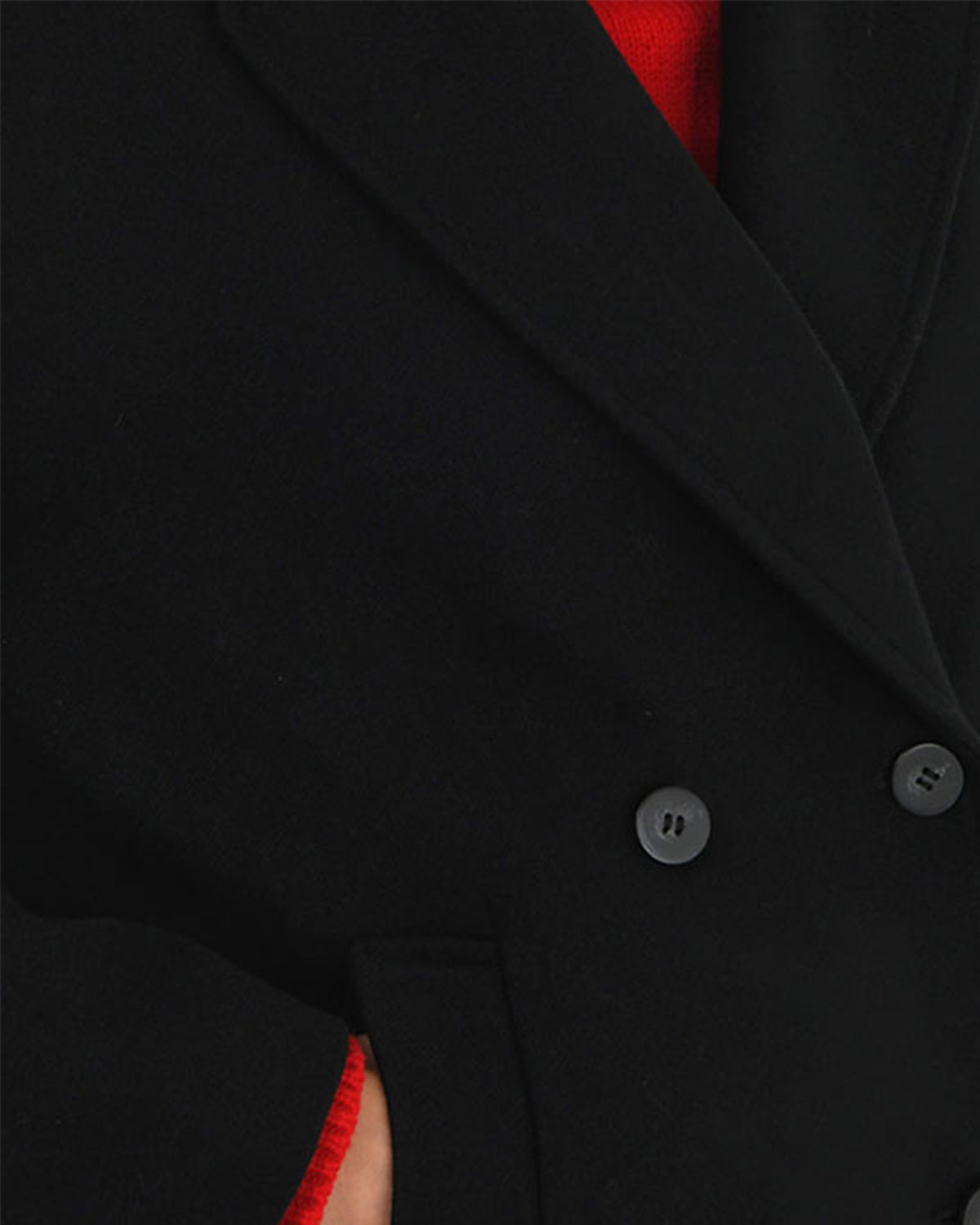 Tamara Cropped Peacoat in black — fabric detail