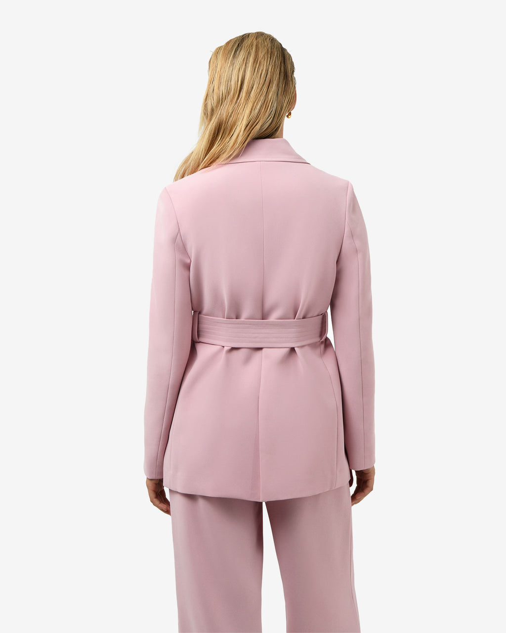 Rumy Double Breasted Blazer in pink — back view