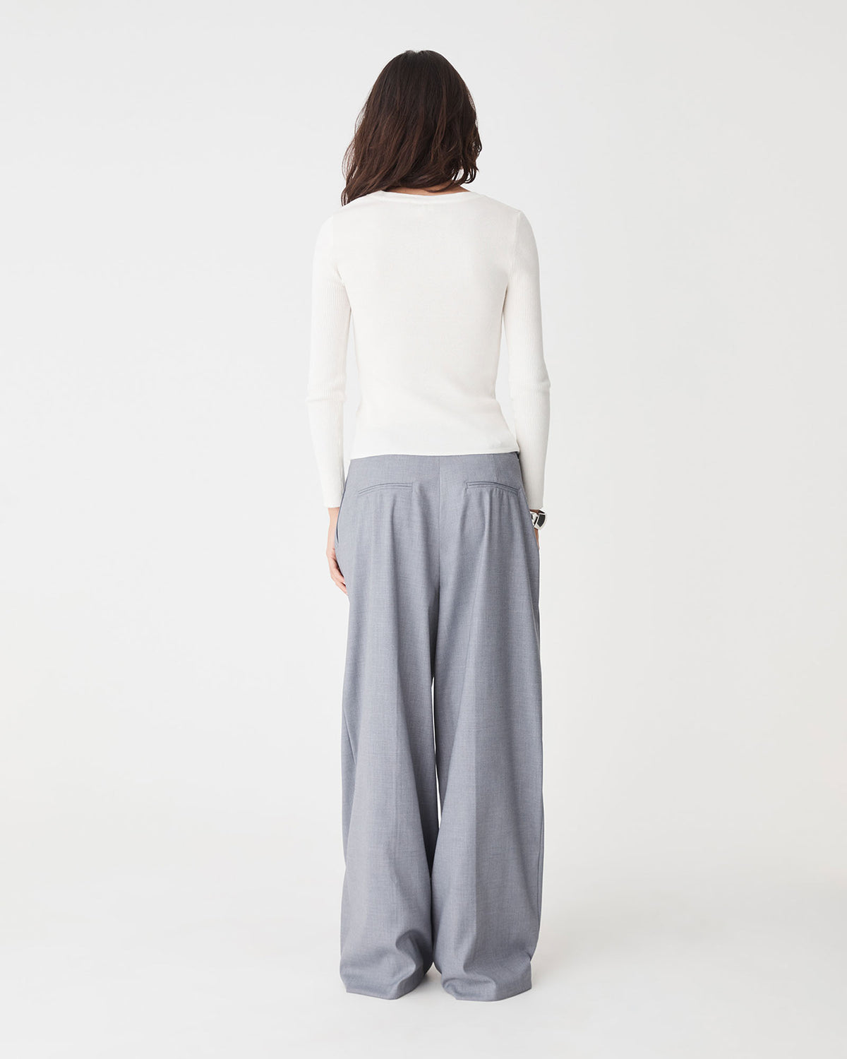Samira Scoop Neck Knit in ivory — back view