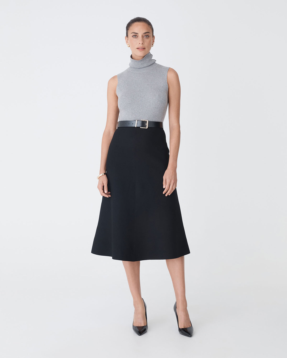 Heloise Milano Knit Skirt in black — full-length view