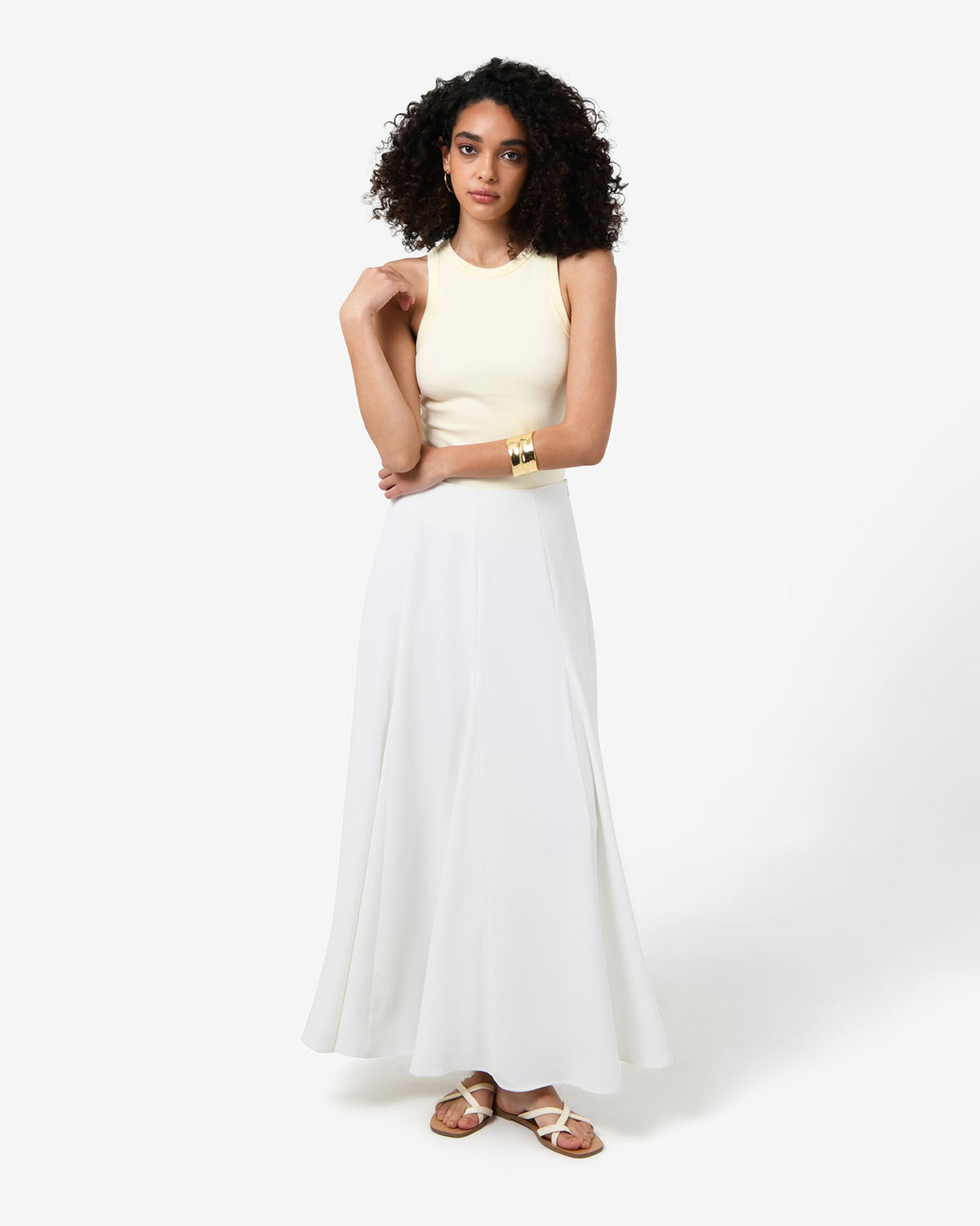 Carissa Godet Skirt in white — full-length view 2
