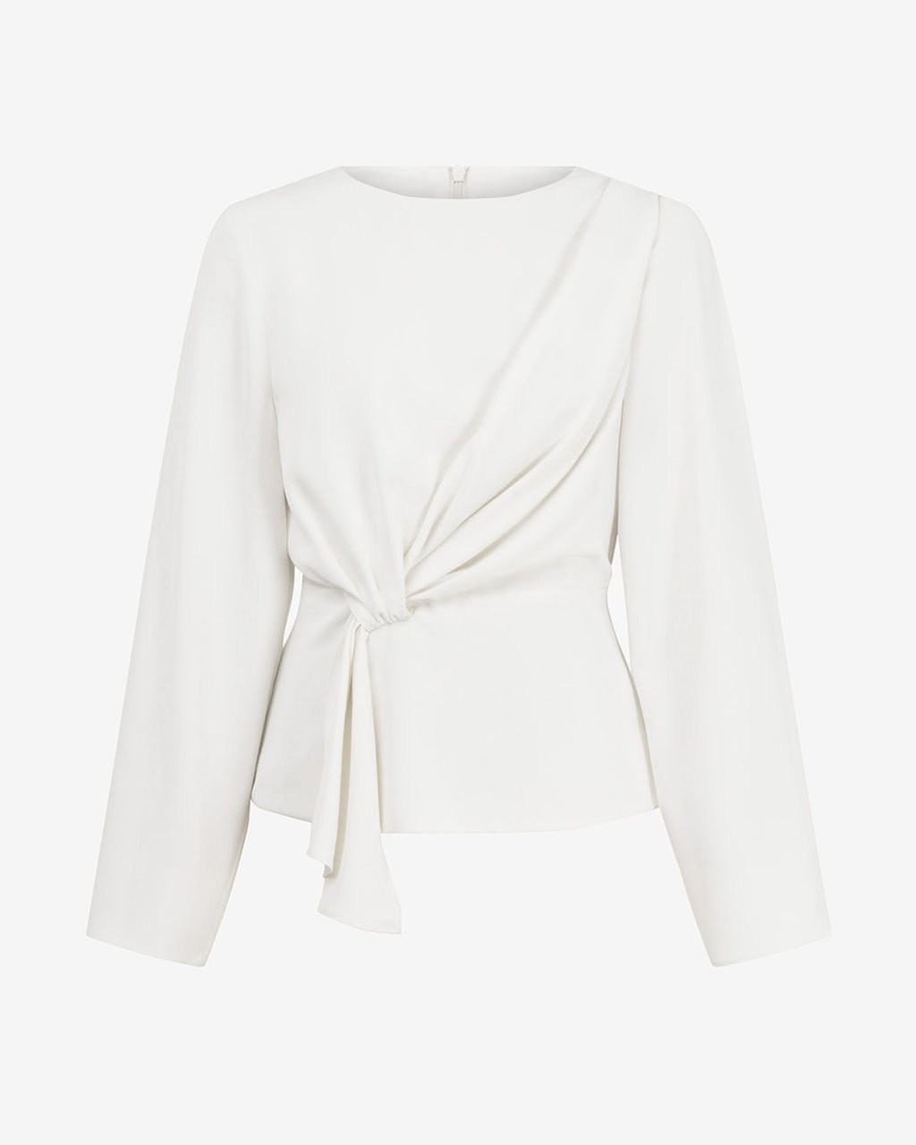 Melody Long Sleeve Draped Top in ivory — product-only view
