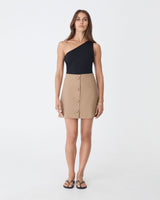 Holly Bamboo One Shoulder Top in black — full-length view