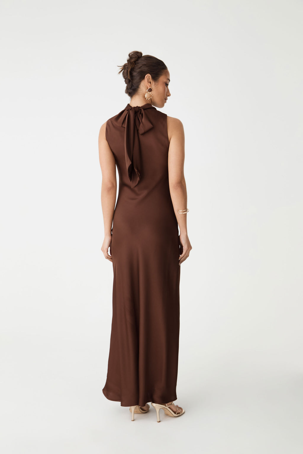 Back view showing the tie bow and long ties over the maxi skirt