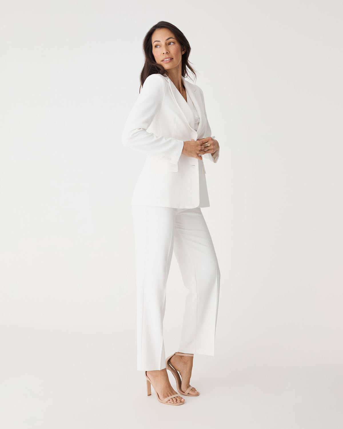 Jennifer Tailored Blazer in ivory — side view