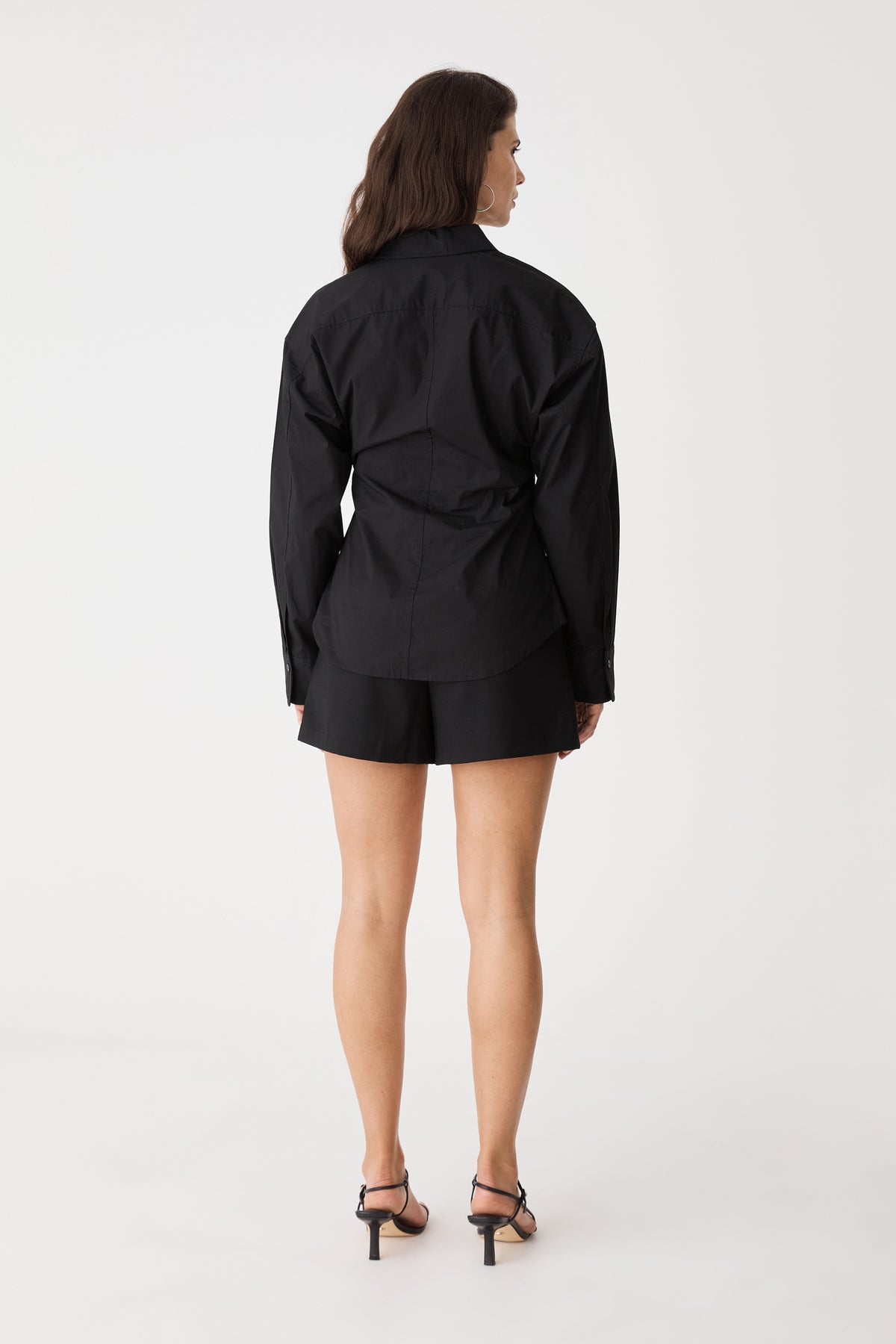 Back view of the black Katrina Wrap Shirt