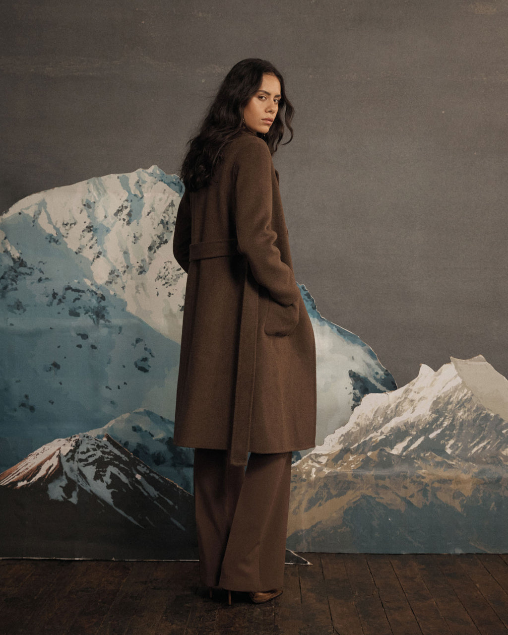 Alani Wool Blend Coat in chocolate — alternate view