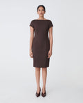 Safira Fitted Dress in chocolate — full-length view
