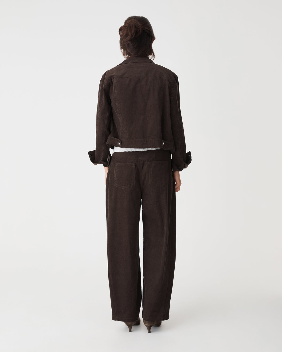 Nya Corduroy Jacket in chocolate — back view