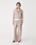 Irene Bomber Jacket in oat — full-length view
