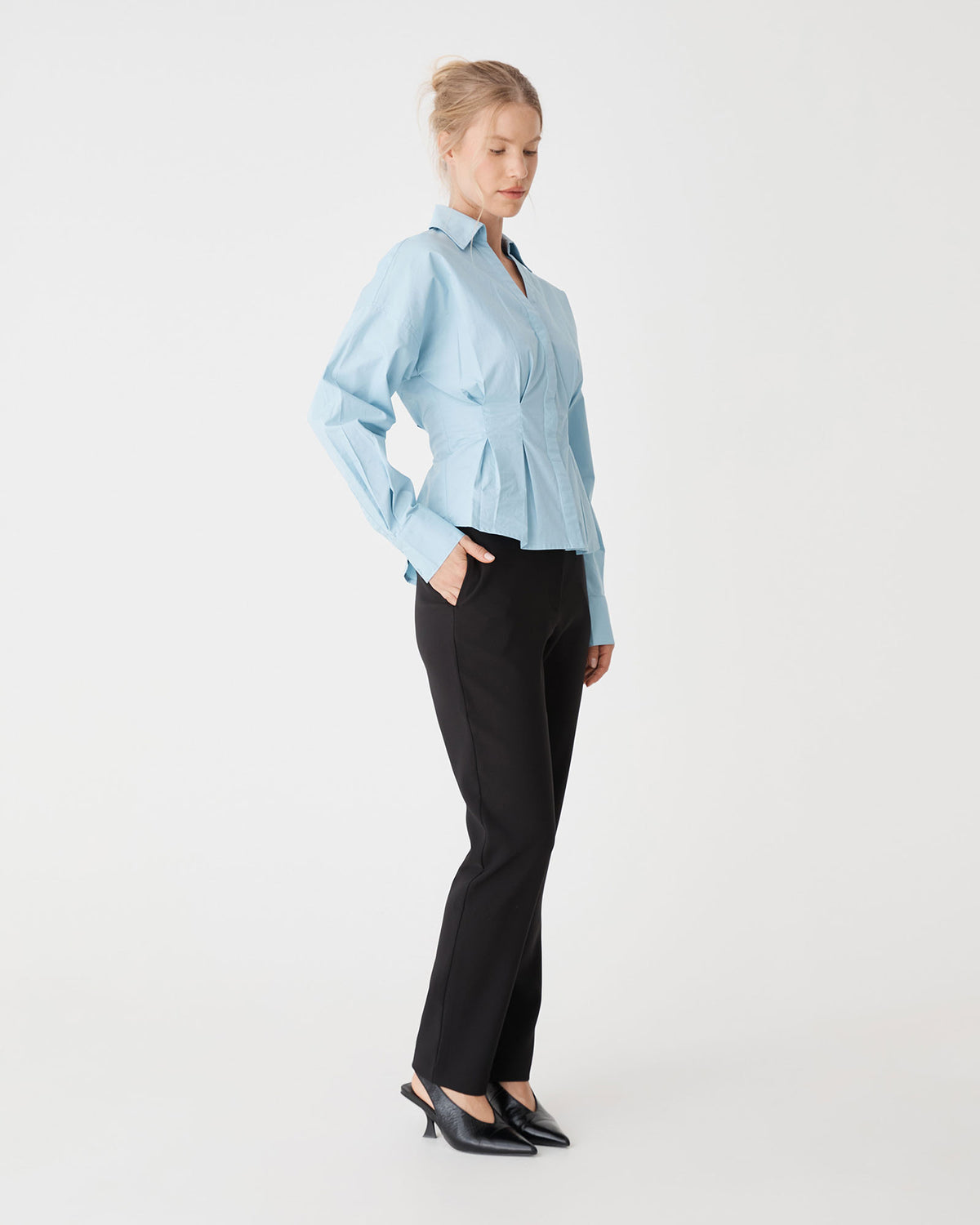 Grace Slim Leg Pants in black — side view