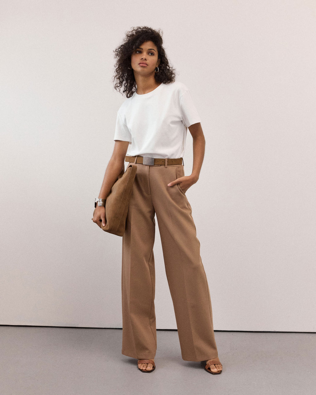 Jordan Straight Leg Pants in caramel — full-length view 3