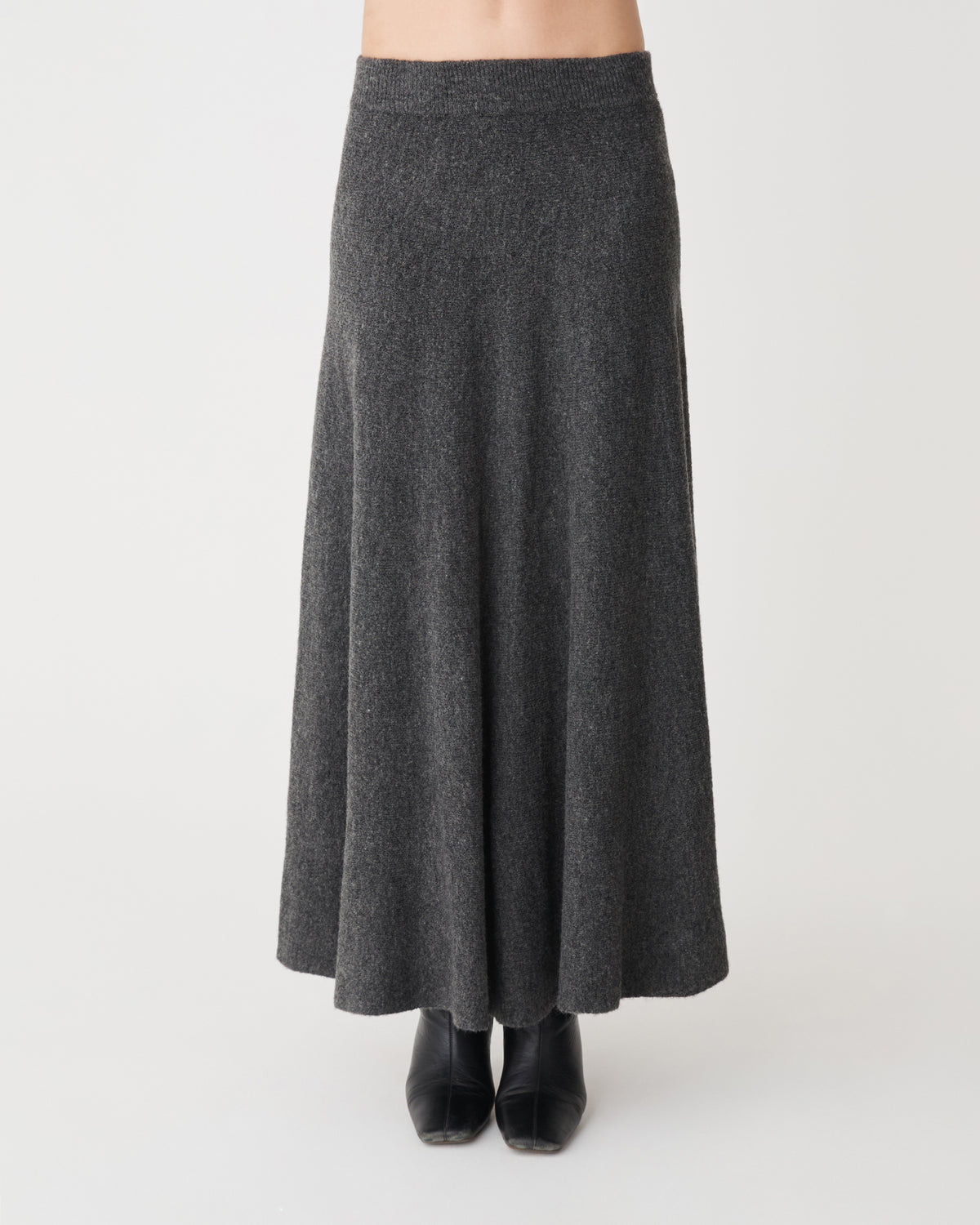 Gina A-Line Knit Skirt in charcoal — close-up view 2