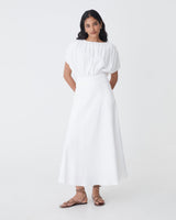 Goulbury Tie Waist Top in ivory — full-length view