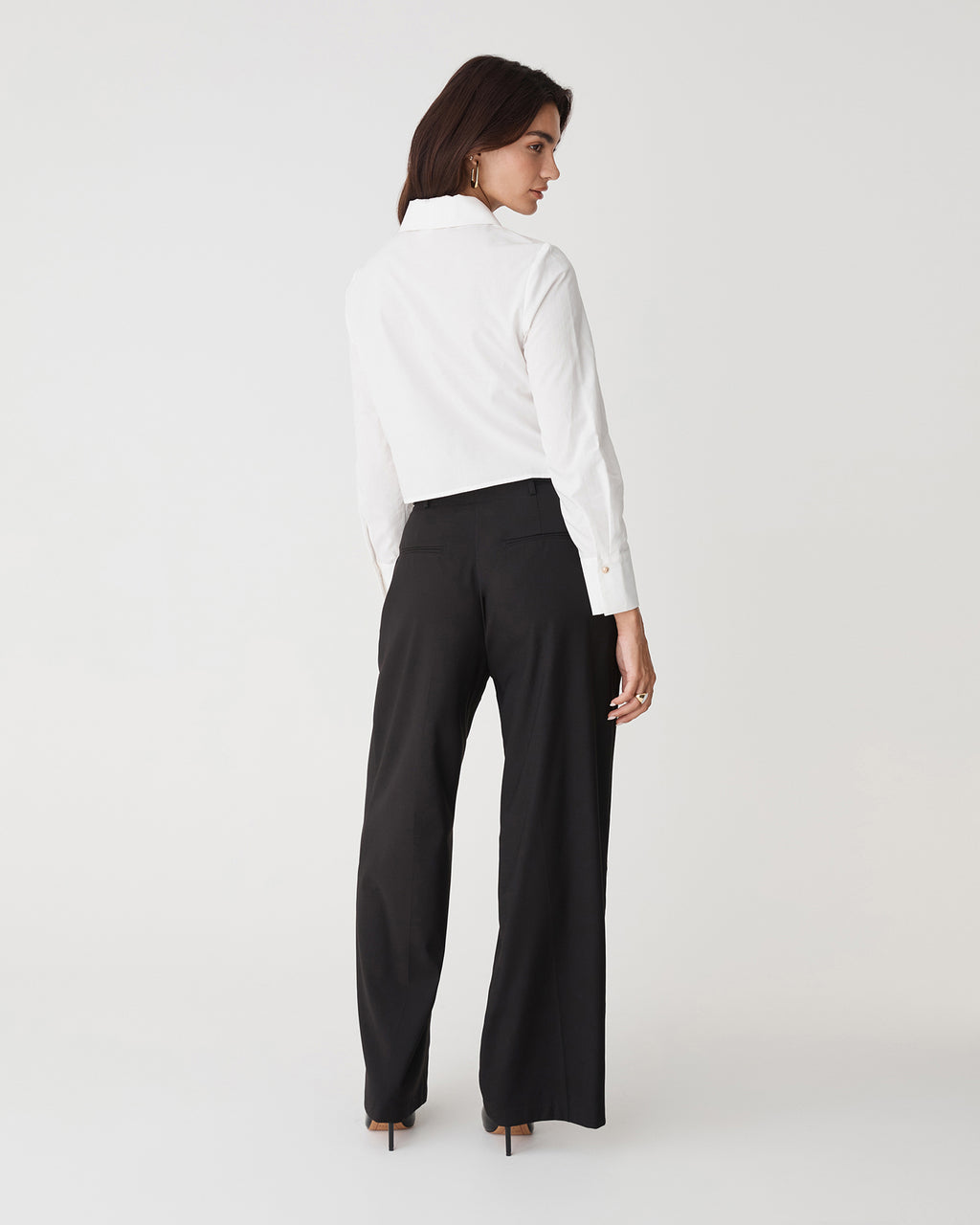 Gabby Pleated Hem Shirt in white — back view