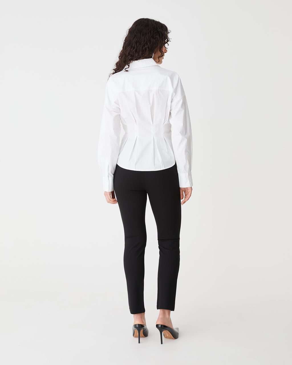 Billie Pleat Waist Shirt in white — back view
