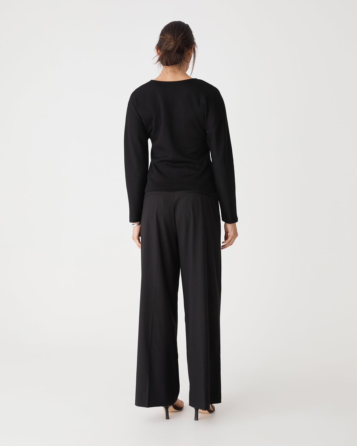 Tate V-Neck Dolman Sleeve Top in black — back view