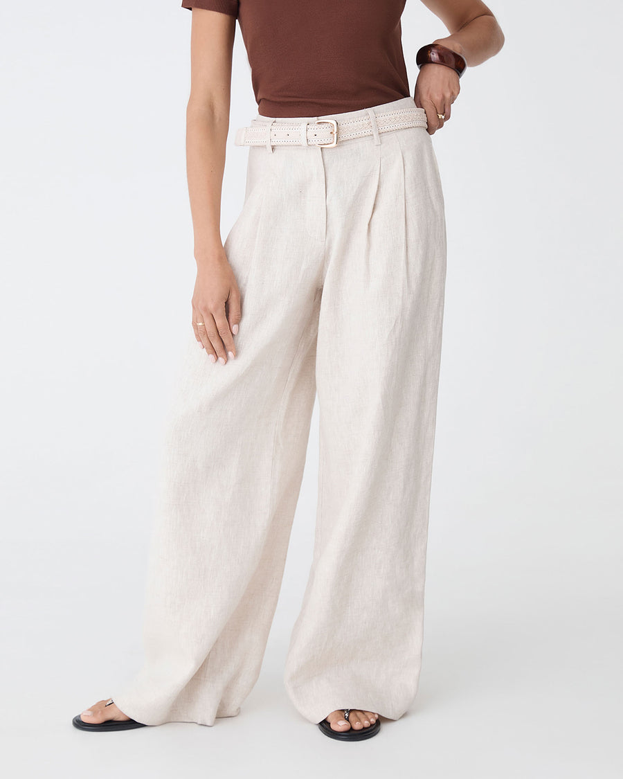 Renata Woven Belt in ivory — full-length view